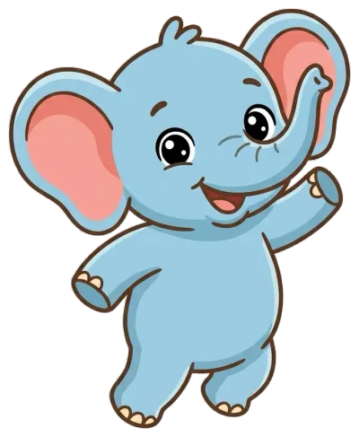 Biru si gajah biru tersenyum